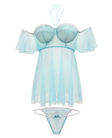 Spring-summer Off The Shoulder Babydoll & Panty Mint S-m All Undergarments - Tophatter Daily Deals
