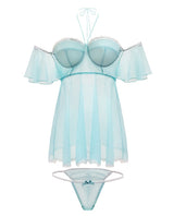 Spring-summer Off The Shoulder Babydoll & Panty Mint 1x-2x All Undergarments - Tophatter Daily Deals