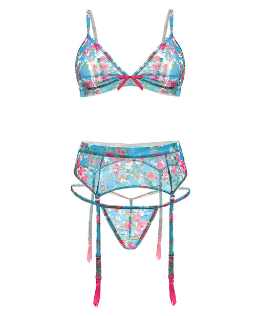 Spring-summer Floral Mesh Bra, Garterbelt & Panty Floral 3x-4x All Undergarments - Tophatter Daily Deals