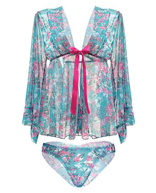 Spring-summer Floral Mesh Robe W-tie Front Floral 3x-4x All Undergarments - Tophatter Daily Deals