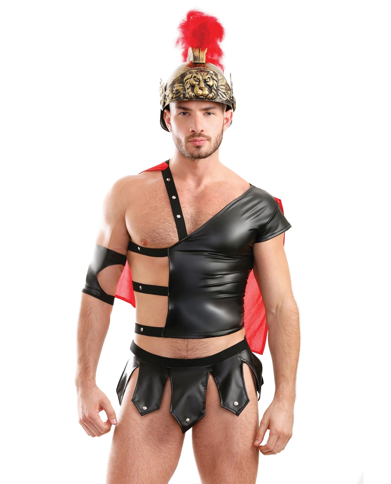 Mens Play Gluteus Maximus Trojan Harness Cape Top, Skirted Underwear & Arm Cuff Black Lg Default Title Undergarments - Tophatter Daily Deals