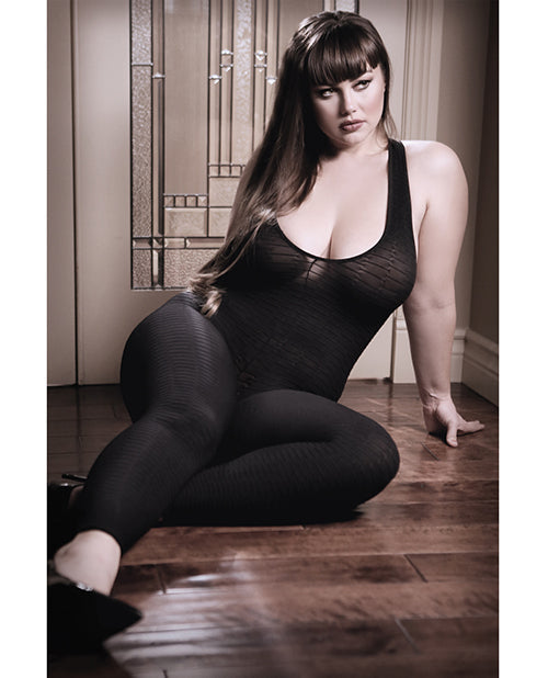 Sheer Fantasy Opaque Bodystocking W-criss Cross Back Detail Black Qn Default Title All Undergarments - Tophatter Daily Deals