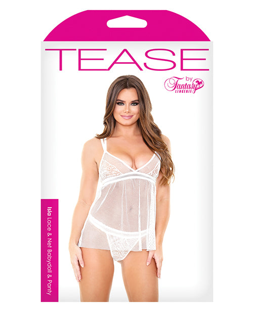 Tease Isla Lace & Net Babydoll W-panty White M-l All Undergarments - Tophatter Daily Deals