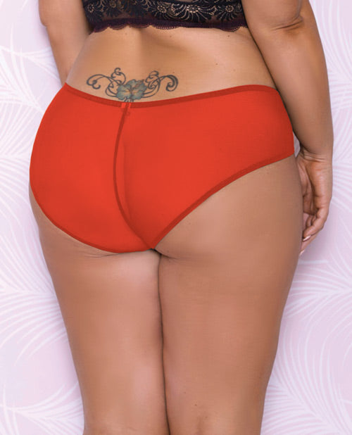 Scallop Lace & Mesh Hipster Panty Red 1x Plus Undergarments - Tophatter Daily Deals