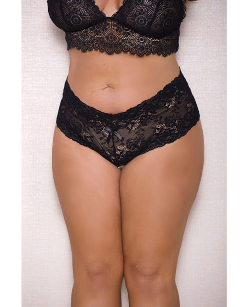Lace & Pearl Boyshort W-satin Bow Accents Black 1x-2x Default Title Plus Undergarments - Tophatter Daily Deals