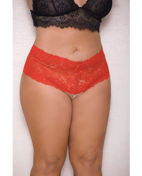 Lace & Pearl Boyshort W-satin Bow Accents Red 1x-2x Default Title Plus Undergarments - Tophatter Daily Deals