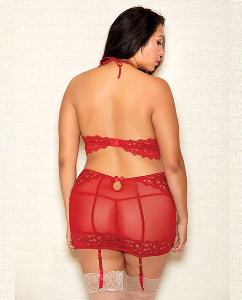 Halter Bra, Garter Skirt & Panty Red 1x All Undergarments - Tophatter Daily Deals