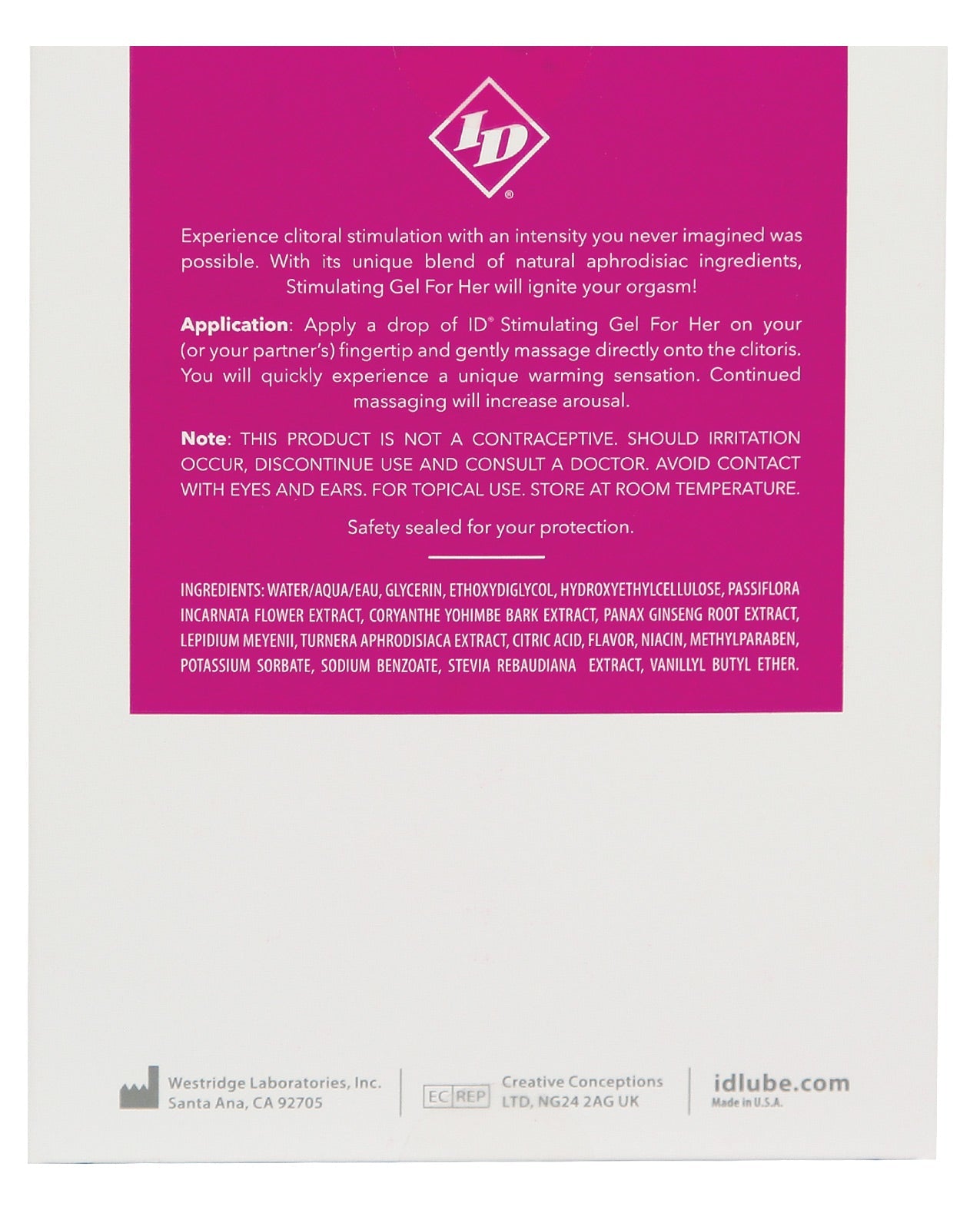 Id Stimulating Gel For Her - 1 Oz Sexual Enhancers - Tophatter Daily Deals