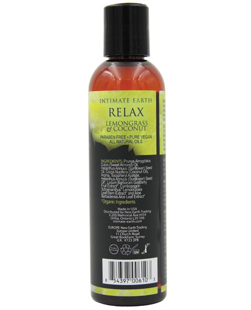Intimate Earth Relaxing Massage Oil - 240 Ml Coconut & Lemongrass Massage Oils, Lotions, Creams And Gels - Tophatter Daily Deals