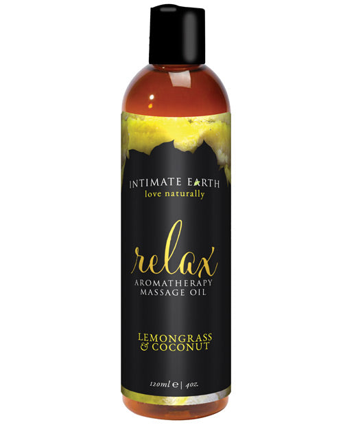Intimate Earth Relaxing Massage Oil - 120 Ml Coconut & Lemongrass Default Title Massage Oils, Lotions, Creams And Gels - Tophatter Daily Deals