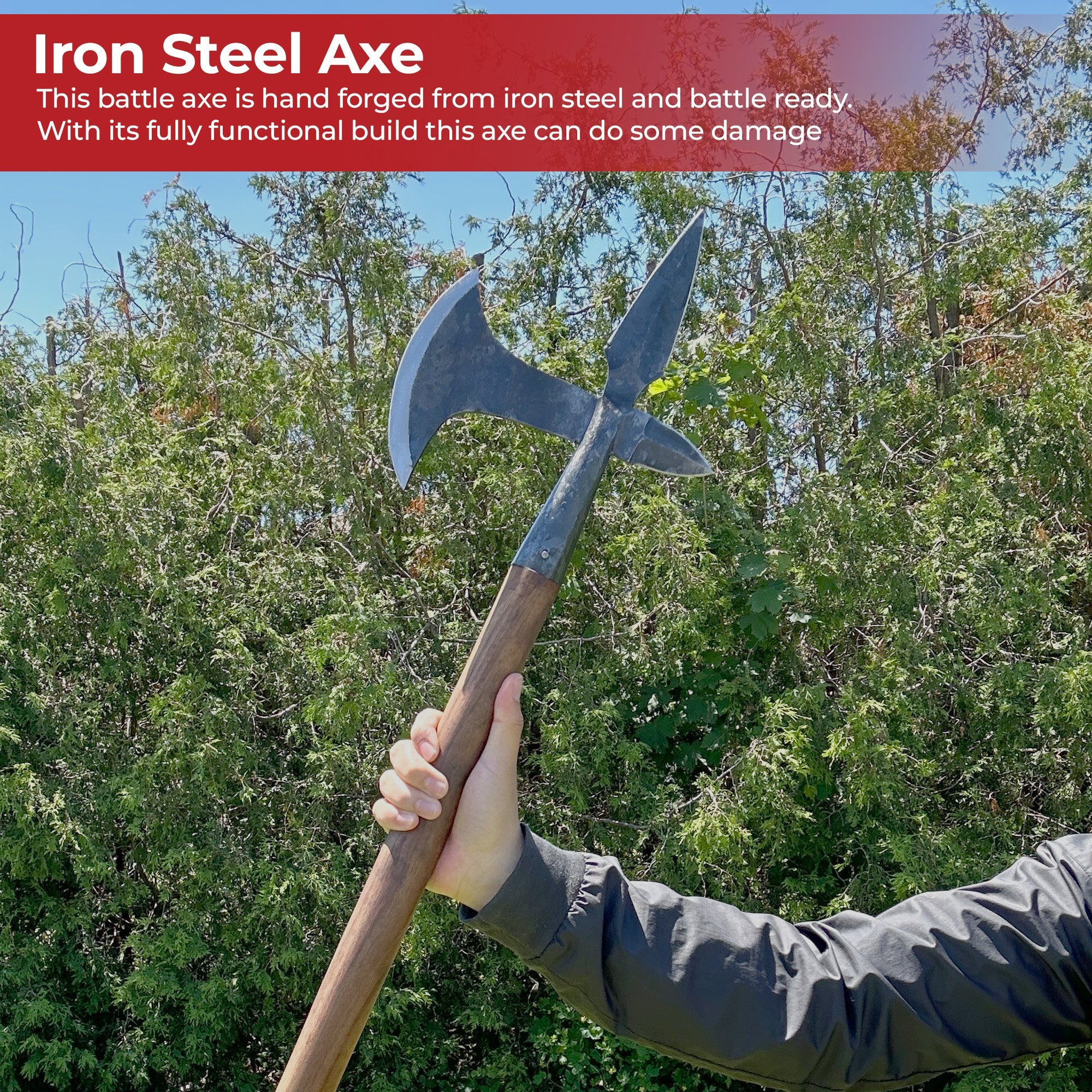 Elite Medieval Cavalry Hand Forged Battle Axe historical period - Tophatter Daily Deals
