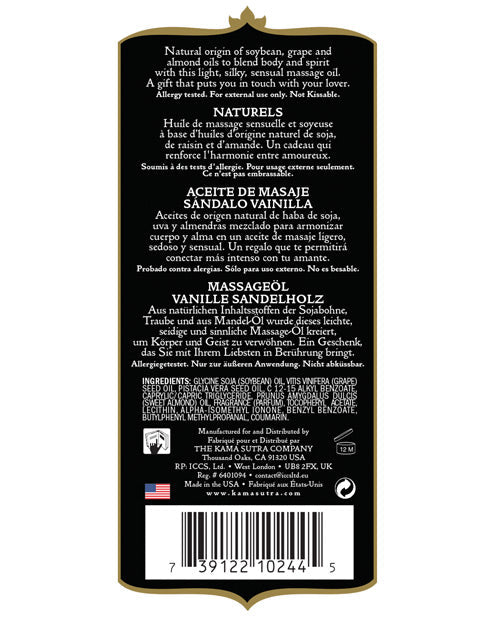Kama Sutra Naturals Massage Oil - Vanilla Sandlewood Massage Oils, Lotions, Creams And Gels - Tophatter Daily Deals