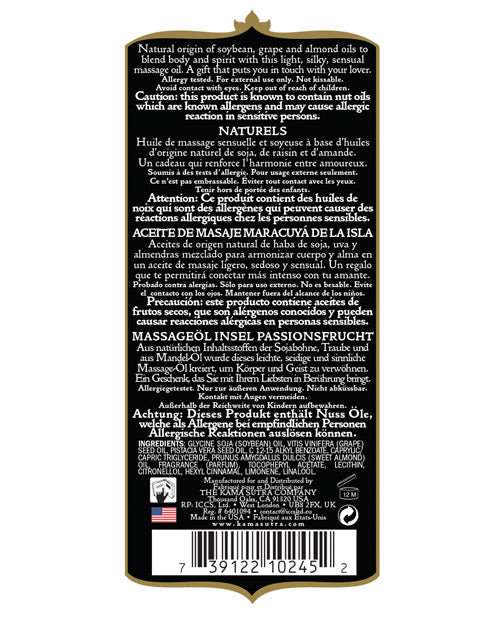 Kama Sutra Naturals Massage Oil - Island Passion Berry Massage Oils, Lotions, Creams And Gels - Tophatter Daily Deals