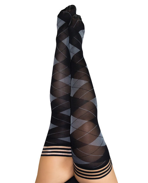 Kix'ies Kimmie Argyle Thigh High Argyle D Default Title Undergarments - Tophatter Daily Deals