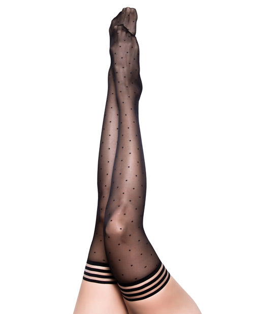 Kix'ies Ally Polka Dot Thigh High Black B Default Title Undergarments - Tophatter Daily Deals