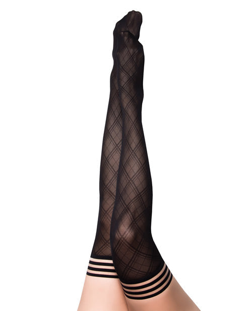 Kix'ies Tiffany Diamond Thigh High Black C Default Title Undergarments - Tophatter Daily Deals