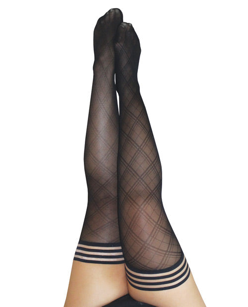 Kix'ies Tiffany Diamond Thigh High Black D Default Title Undergarments - Tophatter Daily Deals