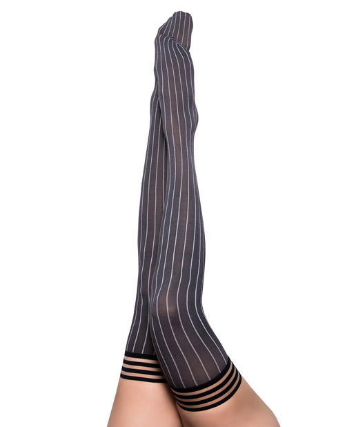 Kix'ies Annabelle Pinstripe Thigh High Black B Default Title Undergarments - Tophatter Daily Deals