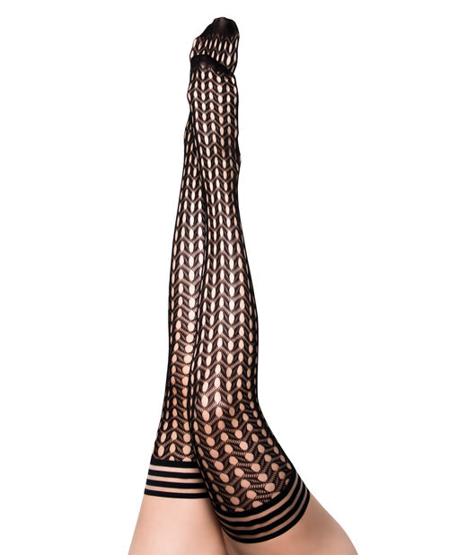 Kix'ies Mimi Dot Fishnet Polka Dot Thigh High Black A Default Title Undergarments - Tophatter Daily Deals
