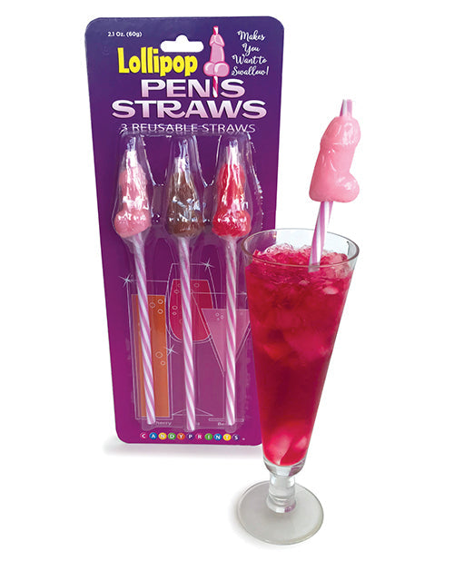 Lollipop Penis Straws - Pack Of 3 Bachelorette & Party Supplies - Tophatter Daily Deals