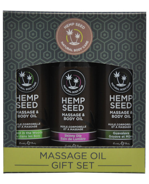 Earthly Body Massage Oil Gift Set - 2 Oz Skinny Dip, Naked In The Woods & Guavalava Default Title Massage Oils, Lotions, Creams And Gels - Tophatter Daily Deals