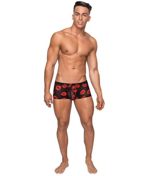 Kiss Me Stretch Mesh Mini Short Blk-rd Xl Default Title Undergarments - Tophatter Daily Deals