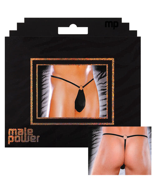 Male Power G-string W-front Ring Black O-s Undergarments - Tophatter Daily Deals
