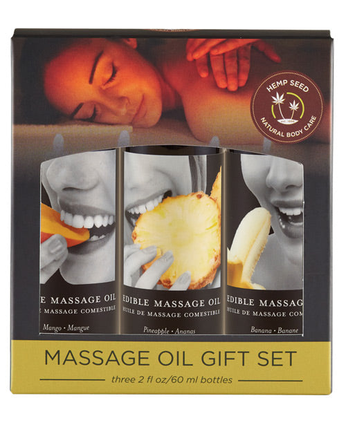 Earthly Body Edible Massage Oil Gift Set - 2 Oz Banana, Mango & Pineapple Default Title Massage Oils, Lotions, Creams & Gels - Tophatter Daily Deals