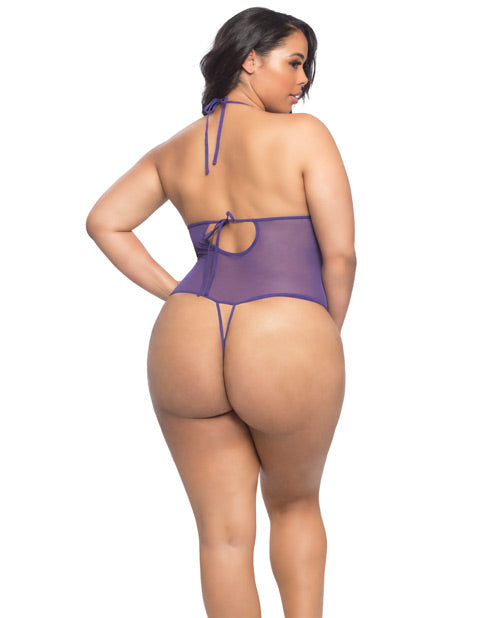 Crotchless Lace Teddy W-rhinestone Detail Purple Qn Undergarments - Tophatter Daily Deals