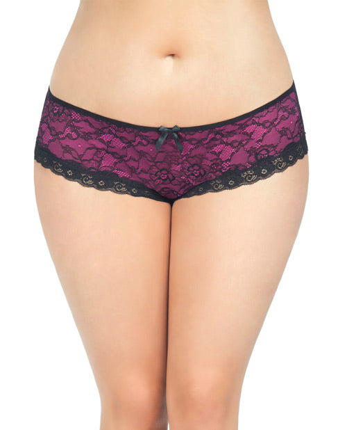 Cage Back Lace Panty Black-hot Pink 3x-4x Default Title Plus Undergarments - Tophatter Daily Deals