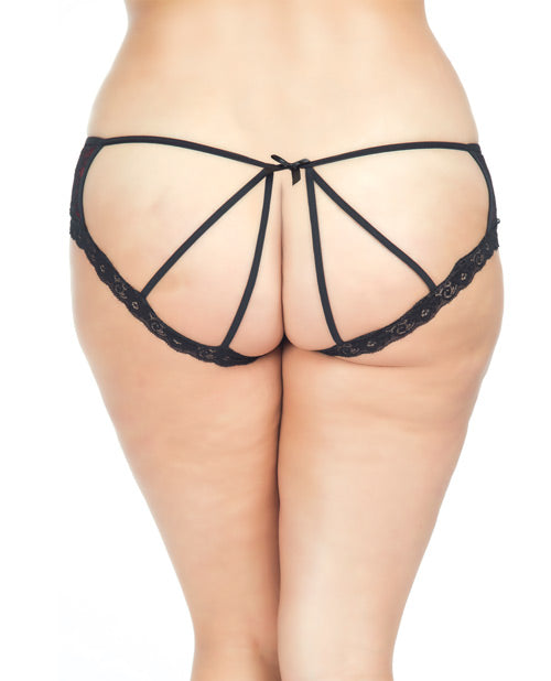 Cage Back Lace Panty Black-red 1x-2x Plus Undergarments - Tophatter Daily Deals