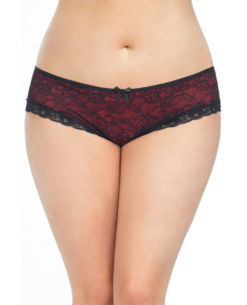 Cage Back Lace Panty Black-red 3x-4x Default Title Plus Undergarments - Tophatter Daily Deals