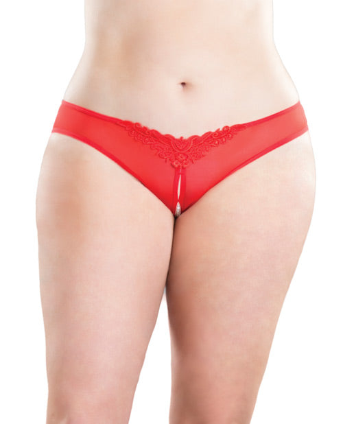 Crotchless Thong W-pearls Red 1x-2x Default Title Plus Undergarments - Tophatter Daily Deals