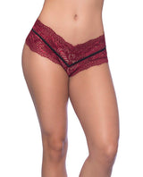 Odette Soft Lace Boyshort W-decorative Elastic Rhubarb-black 1x Default Title Plus Undergarments - Tophatter Daily Deals