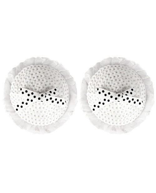 Peekaboos Sequin W-white Bow Premium Pasties - 1 Pair White Undergarments - Tophatter Daily Deals
