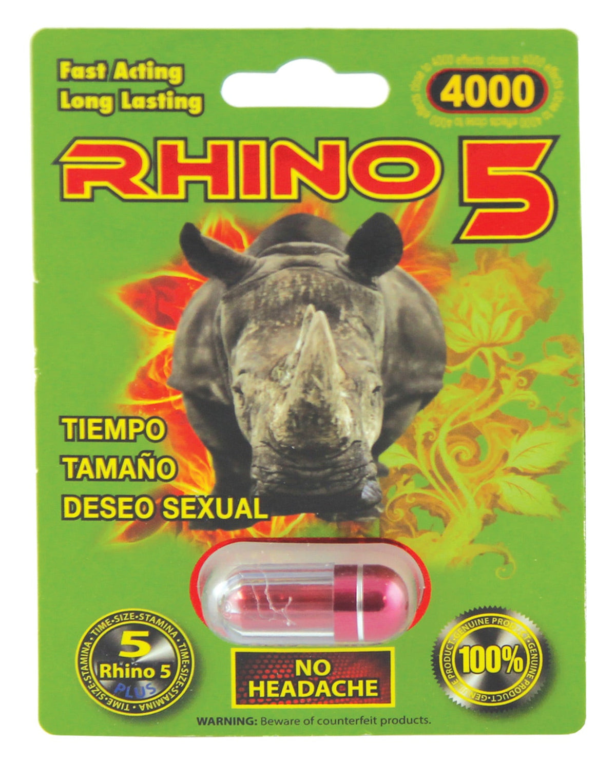 Rhino 5 4000 Spanish - 1 Capsule Blister Default Title Sexual Enhancers - Tophatter Daily Deals