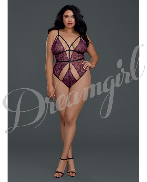 Strappy Lace Teddy Sparkling Grape Qn Default Title All Undergarments - Tophatter Daily Deals