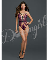 Strappy Lace Teddy Sparkling Grape O-s Default Title All Undergarments - Tophatter Daily Deals