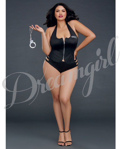 3 Pc Swat Me Front Zipper Cami & Handcuffs Black Qn Default Title Costumes - Tophatter Daily Deals