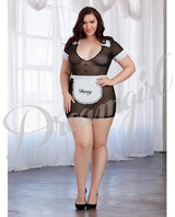 Made Me Dirty Sheer Chemise W-apron Black-white Qn Default Title Costumes - Tophatter Daily Deals
