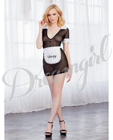 Made Me Dirty Sheer Chemise W-apron Black-white O-s Default Title Costumes - Tophatter Daily Deals