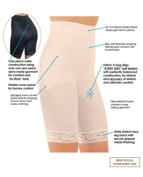 Rago Shapewear Long Leg Shaper W-gripper Stretch Lace Bottom Beige 3x Plus Undergarments - Tophatter Daily Deals