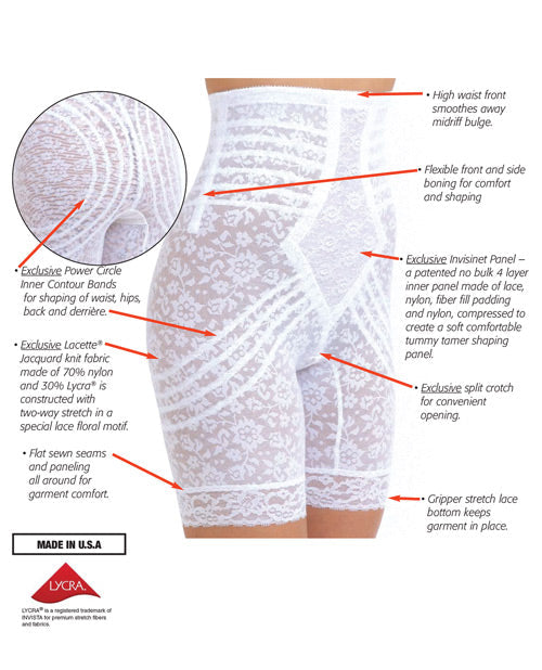 Rago Shapewear High Waist Long Leg Shaper White 8x Plus Undergarments - Tophatter Daily Deals