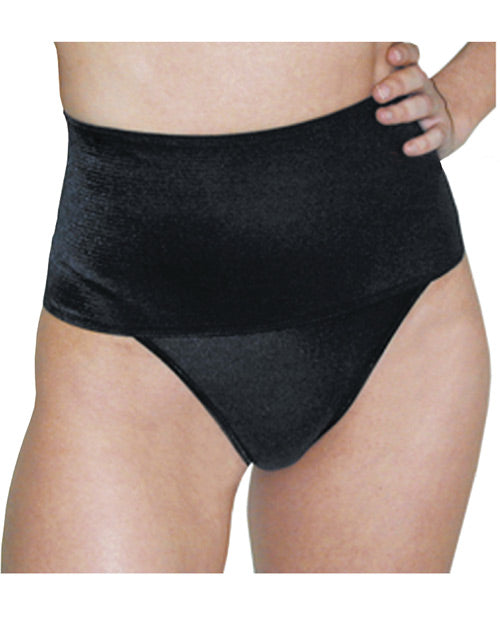 Rago Shapewear Soft Wide Band Thong Shaper Black 2x Default Title Plus Undergarments - Tophatter Daily Deals
