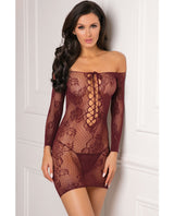 Rene Rofe Tie Breaker Long Sleeve Dress Burgundy O-s Default Title Undergarments - Tophatter Daily Deals