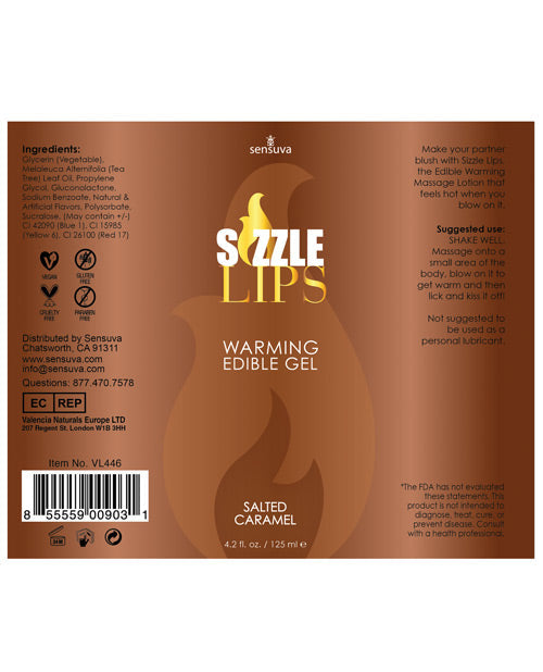 Sensuva Sizzle Lips Warming Gel - 4.2 Oz Salted Caramel Sexual Enhancers - Tophatter Daily Deals