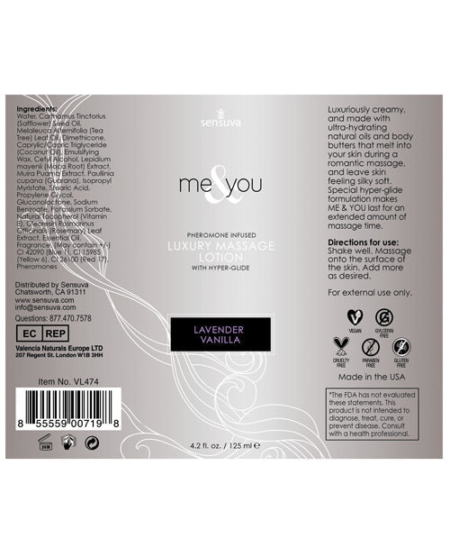 Sensuva Me & You Massage Lotion - Lavender Vanilla Massage Oils, Lotions, Creams And Gels - Tophatter Daily Deals
