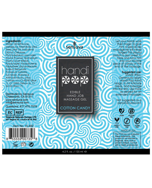 Handipop Hand Job Massage Gel - 4.2 Oz Bottle Cotton Candy Lubes - Tophatter Daily Deals