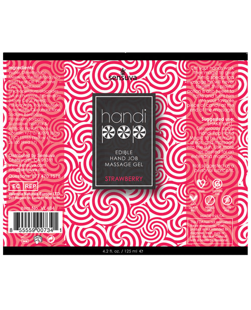 Handipop Hand Job Massage Gel - 4.2 Oz Bottle Strawberry Lubes - Tophatter Daily Deals