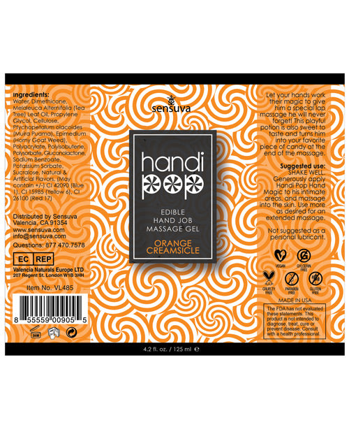 Handipop Hand Job Massage Gel - 4.2 Oz Orange Creamsicle Lubes - Tophatter Daily Deals